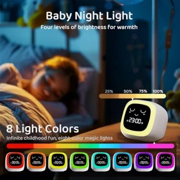 Kids Alarm Clock with Night Light & Sound Machine