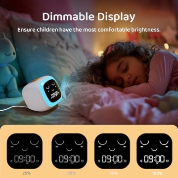 Kids Alarm Clock with Night Light & Sound Machine