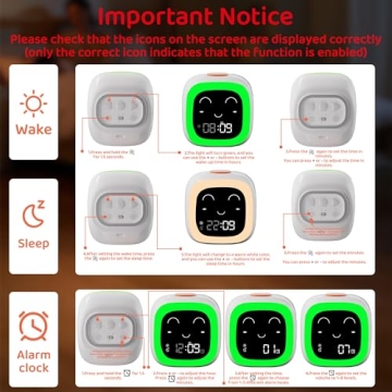 Kids Alarm Clock with Night Light & Sound Machine