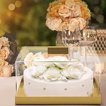 Elavain Acrylic Cake Stand with Lid - Elegant & Durable