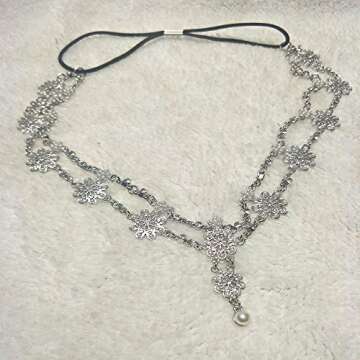 Aceorna Wedding Headbands Chain Floral Head Jewelry Hair Pieces Crystal Pearl Head Chains Headpiece ...