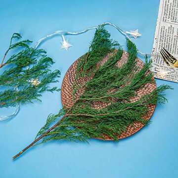 4OZ Preserved Real Pine Leaves Branches -17'' Natural Greenery Plants Pine Twigs Stems Pine Needles Evergreen Picks for Garland Wreath Christmas Holiday Wedding Home Decor Indoor Outdoor Decoration