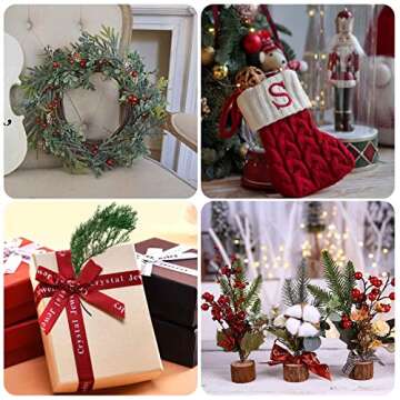 4OZ Preserved Real Pine Leaves Branches -17'' Natural Greenery Plants Pine Twigs Stems Pine Needles Evergreen Picks for Garland Wreath Christmas Holiday Wedding Home Decor Indoor Outdoor Decoration