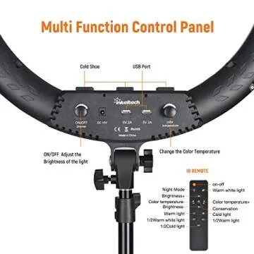 INKELTECH 21 inch Ring Light Dimmable for Makeup and Vlogs