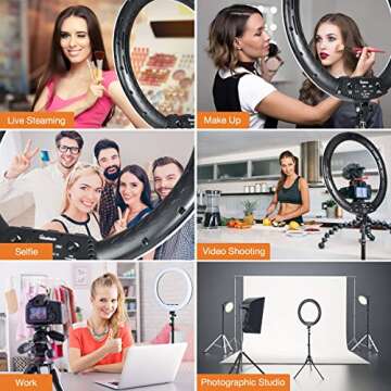 INKELTECH 21 inch Ring Light Dimmable for Makeup and Vlogs