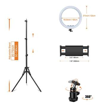 INKELTECH 21 inch Ring Light Dimmable for Makeup and Vlogs