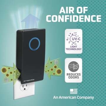 Germ Guardian GG1100B 7” Pluggable Small Air Purifier, Small Room Wall Air Sanitizer, Freshens Air...