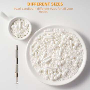 Kasvan White Mix Sugar Sprinkles - Edible Candy Pearls with 4-Claw Sprinkle Pen,118g/4.16 Oz, Gift B...