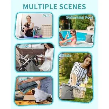 babygoal Wet Dry Bags 3 Pack, Waterproof Reusable Travel Bags for Swimsuits, Baby Cloth Diapers, Beach, Pool, Gym Bag & Wet Clothes with 2 Pockets L-BWG