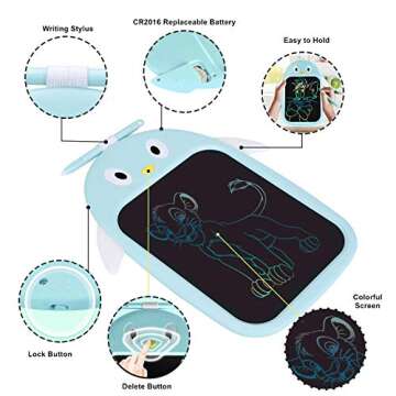 JZAQ LCD Writing Tablet 8.5 Inch Colorful Screen Doodle Board for Kids Toys, Electronic Drawing Board Kids Doodle Pad Educational and Learning Toys for Girls Boys Gifts (Blue)