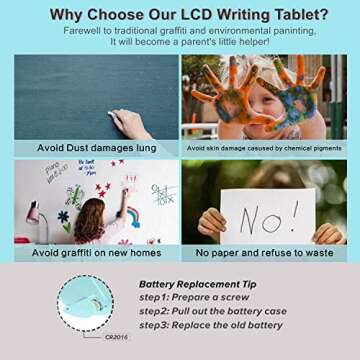 JZAQ LCD Writing Tablet 8.5 Inch Colorful Screen Doodle Board for Kids Toys, Electronic Drawing Board Kids Doodle Pad Educational and Learning Toys for Girls Boys Gifts (Blue)