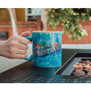Disney Lilo & Stitch Ohana Hawaiian Palm Ceramic Mug | Tropical Large Coffee Cup For Espresso, Caffeine, Beverages, Home & Kitchen Essentials | Cute Gifts and Collectibles | Holds 20 Ounces