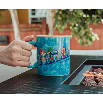 Disney Lilo & Stitch Ohana Hawaiian Palm Ceramic Mug | Tropical Large Coffee Cup For Espresso, Caffeine, Beverages, Home & Kitchen Essentials | Cute Gifts and Collectibles | Holds 20 Ounces