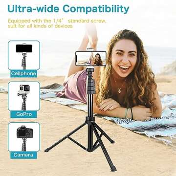 Lightweight Aureday 67" Phone Tripod with Remote and Holder