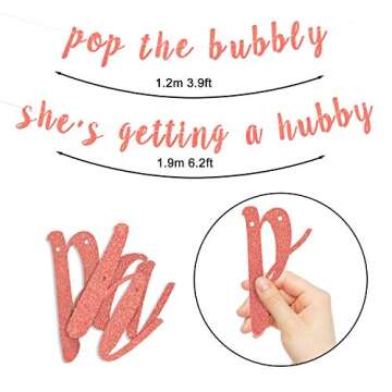 Pop The Bubbly She’s Getting a Hubby Glitter Banner Bachelorette Engagement Bridal Shower Party De...
