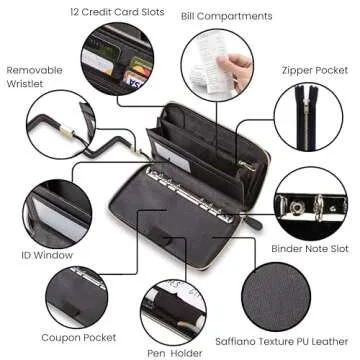 Cash Envelope Wallet All in One Budget System with 12x Tabbed Cash Envelopes, 12x Monthly Budget Cards,1x Yearly budget planner sheet Complete Money Organizer Set for Cash RFID Protection