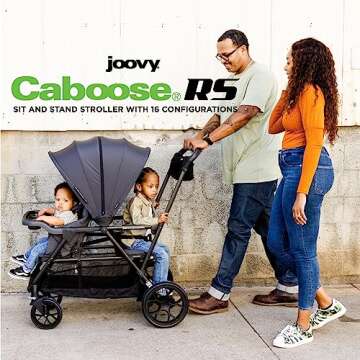 Joovy Caboose RS Sit & Stand Double Stroller for Children Up to 55 lb. with All-Terrain Wheels, UPF5...