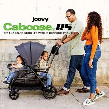 Joovy Caboose RS Sit & Stand Double Stroller for Children Up to 55 lb. with All-Terrain Wheels, UPF5...