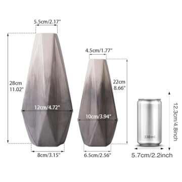 TERESA'S COLLECTIONS Grey and White Vases Home Decor,Gray Vase for Flower,Modern Decorative Ceramic Vase for Living Room,Shelf,Pampas Grass,Table,Mantel,Ideal Gifts for Mom,Valentine Vase Set of 2,11"