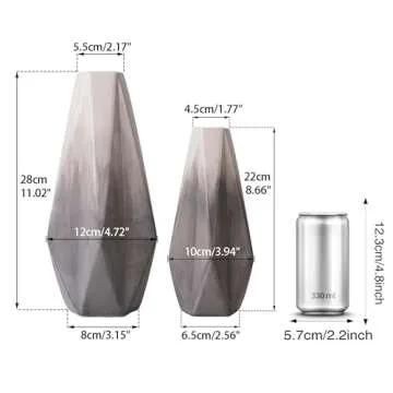 TERESA'S COLLECTIONS Grey and White Vases Home Decor,Gray Vase for Flower,Modern Decorative Ceramic Vase for Living Room,Shelf,Pampas Grass,Table,Mantel,Ideal Gifts for Mom,Valentine Vase Set of 2,11"