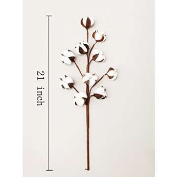 VGIA 3 Pack 21 Inch Cotton Stems Farmhouse Style Display Filler - Floral Decoration