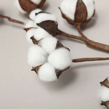 VGIA 3 Pack 21 Inch Cotton Stems Farmhouse Style Display Filler - Floral Decoration