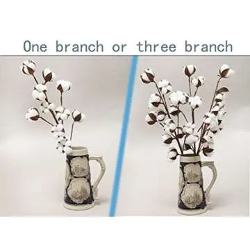 VGIA 3 Pack 21 Inch Cotton Stems Farmhouse Style Display Filler - Floral Decoration