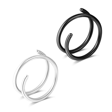 Fzroezz Double Nose Ring - Stylish Surgical Steel Double Hoop for Single Piercing