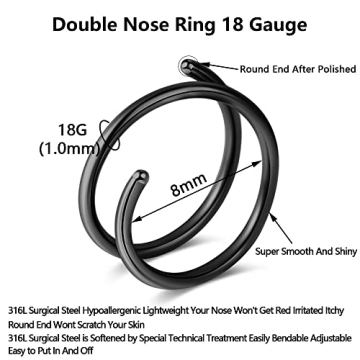 Fzroezz Double Nose Ring - Stylish Surgical Steel Hoops