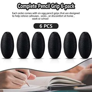Zonon Writing Aid Trainer for Adults Foam Egg Grips Pen Cushioned Holders Writing Aid Trainer for Handwriting Drawing Preschool Supplies Right or Left Hand Use, 6 Pieces(Black)