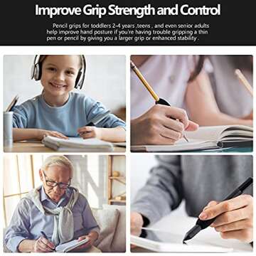 Zonon Writing Aid Trainer for Adults Foam Egg Grips Pen Cushioned Holders Writing Aid Trainer for Handwriting Drawing Preschool Supplies Right or Left Hand Use, 6 Pieces(Black)