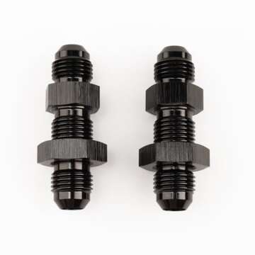 AC PERFORMANCE -6 AN Male Flare Straight Bulkhead Fitting Adapter Aluminum Black with AN6 Nut, Pack ...