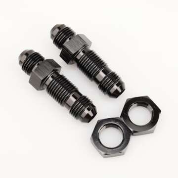 AC PERFORMANCE -6 AN Male Flare Straight Bulkhead Fitting Adapter Aluminum Black with AN6 Nut, Pack of 2