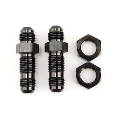 AC PERFORMANCE -6 AN Male Flare Straight Bulkhead Fitting Adapter Aluminum Black with AN6 Nut, Pack of 2