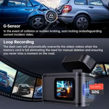 Dash Cam Front and Rear: 2.5K+1080P Dual Dash Camera for Cars, Ecomoment Car Camer with 1.47" IPS Screen, Built-in Wi-Fi, 170° Wide Angle, Night Vision, G-Sensor, 24H Parking Mode, Included 32GB Card