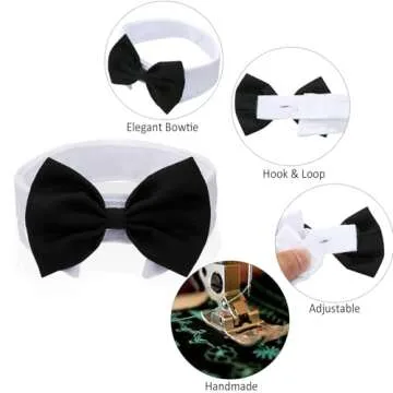 4 Pieces Pet Bow Tie Adjustable Pet Neck Tie Costume Formal Dog Collar for Small Dogs and Cats Puppy Grooming Ties Party Accessories (S, Black, Red, Red White, Blue White)