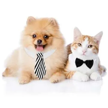 4 Pieces Pet Bow Tie Adjustable Pet Neck Tie Costume Formal Dog Collar for Small Dogs and Cats Puppy Grooming Ties Party Accessories (S, Black, Red, Red White, Blue White)