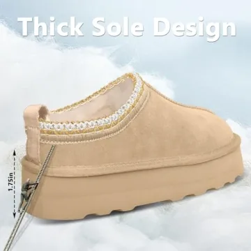 INPAKSA Women's Slippers Platform Mini Boots Short Ankle Boot Fur Fleece Lined Sneakers House slippers Anti-Slip Boot For Outdoor