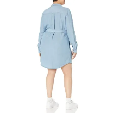 Daily Ritual Women's Tencel Long-Sleeve Tie-Front Utility Shirt Dress