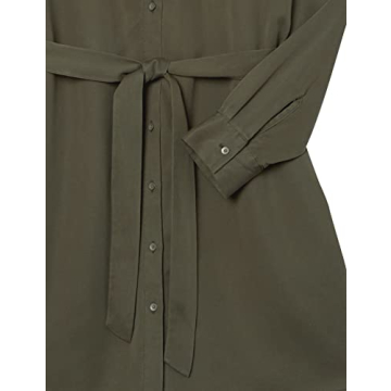 Daily Ritual Women's Tencel Long-Sleeve Tie-Front Utility Shirt Dress