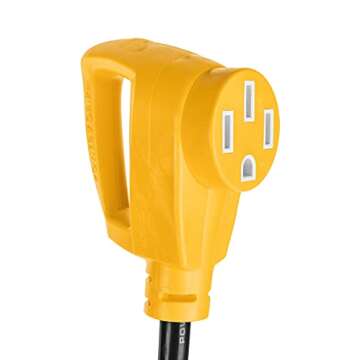 Camco PowerGrip Camper/RV Dogbone Electrical Adapter | Features 30-Amp Male (NEMA TT-30P) and 50-Amp Female (NEMA 14-50R) Ends | Rated for 125V/3750W (55185)