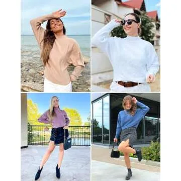 ZESICA Women's Fall Turtleneck Batwing Long Sleeve Ribbed Knit Casual Soft Pullover Sweater Jumper Top,White,Medium