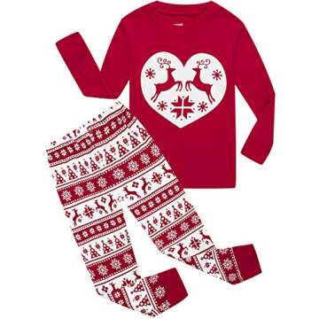 Girls Pajamas 100% Cotton Reindeer Toddler Clothes Kids Christmas Pjs Children Sleepwear Size 8 Red