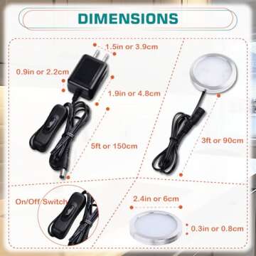 Lvyinyin Single LED Puck Light for Under Obove Cabinet Counter Bar Shelf Back Lighting, 120V Electri...