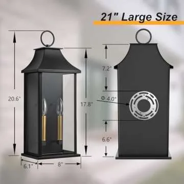 Lawyettle Dusk to Dawn Outdoor Lantern, Modern Black Wall Sconce