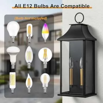 Lawyettle Dusk to Dawn Outdoor Lantern, Modern Black Wall Sconce