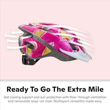 Schwinn Thrasher Kids Bike Helmet, Boys And Girls, Fits 50 - 54cm Circumference, Ages 5-8 Year Olds, Lightweight, Detachable Visor, CPSC Safety Certified, Child, Pink/Hearts