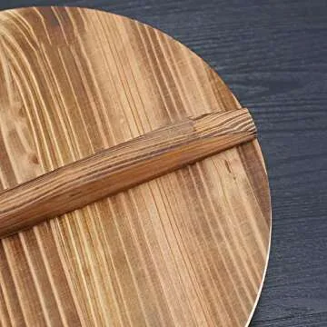 Wooden Wok Lid, Round Natural Wood Wok lid Wood Wok Lid With Handle, Lightweight Cedarwood Wok Lid for Stir Fry Pan, Anti-Hot, Anti-Spillover Wooden Kitchen Accessories