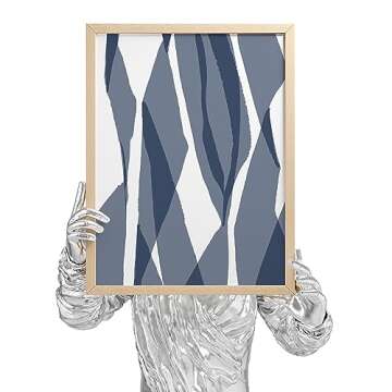 EXCOOL CLUB Navy Blue Wall Decor Aesthetic - 12x16 Abstract Blue Posters, Blue and Gray Wall Art, Boho Beach Art, Navy Blue Beachy Pictures, Contemporary Coastal Art Prints for Bedroom (UNFRAMED)