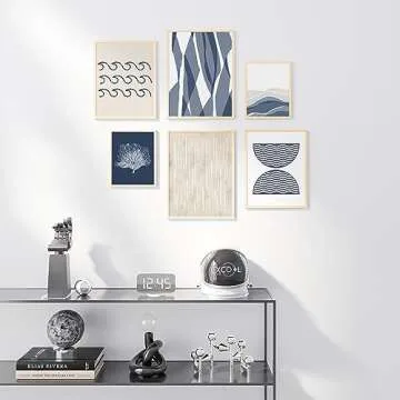 Coastal Navy Blue Wall Art Set - 6 Unframed Prints